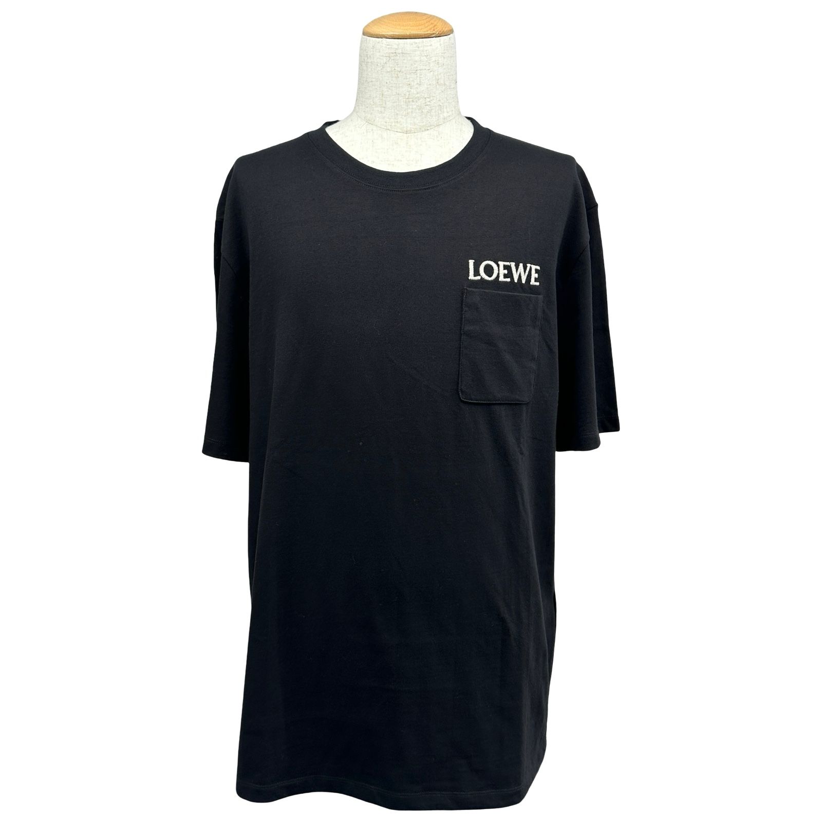 ロエベ LOEWE ロゴ刺繡半袖Tシャツ H526Y22XDE ブラック コットン メンズ 半袖Ｔシャツ