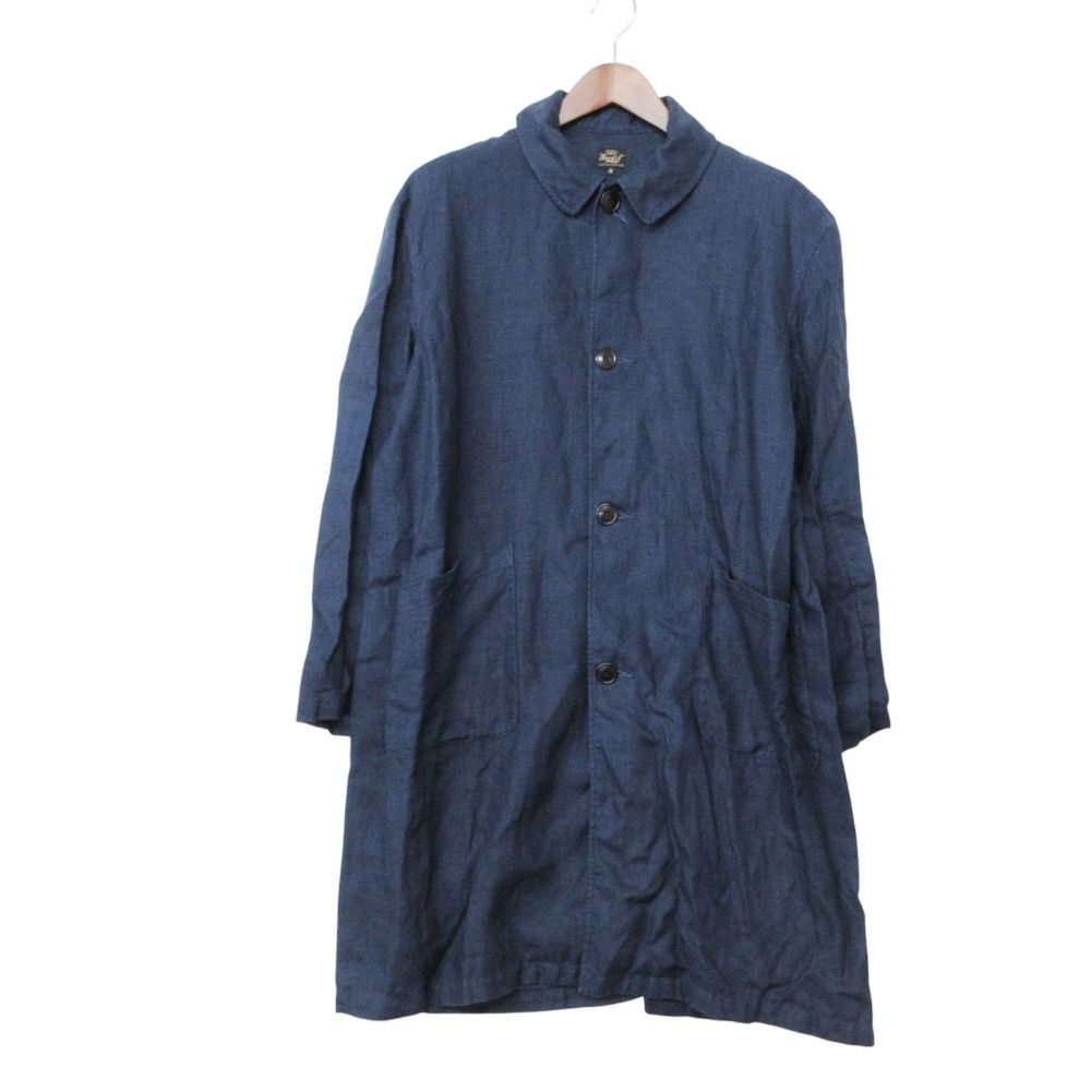GOLD ゴールド ステンカラーコート 東洋エンタープライズ リネン アウター ロング ネイビー M【M】 メンズ 【中古】