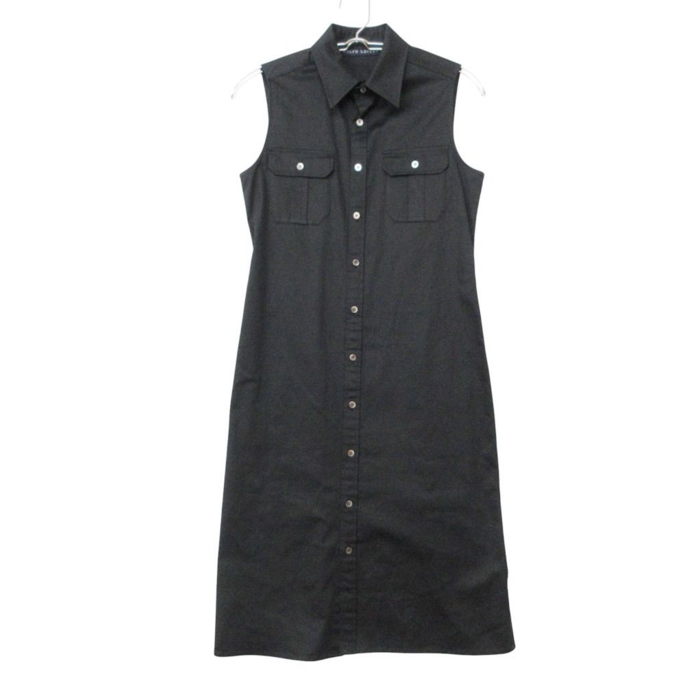 RALPH LAUREN ラルフローレン ワンピース シャツ ノースリーブ ストレッチ コットン ロング ブラック 7【M】 レディース 【中古】