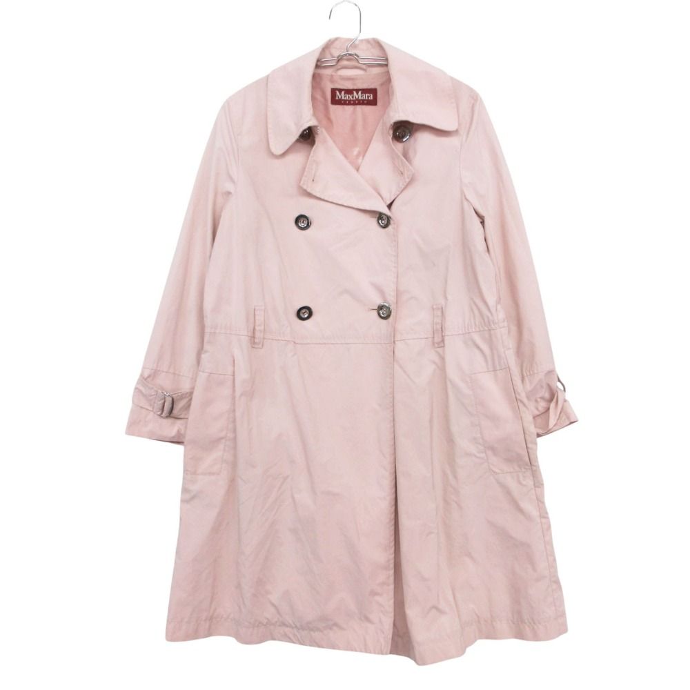 MaxMara STUDIO マックスマーラ ステュディオ トレンチコート ジャケット ロング丈 スプリングコート ナイロン ベルト付き アウター ピンク 36【S】 レディース 【中古】