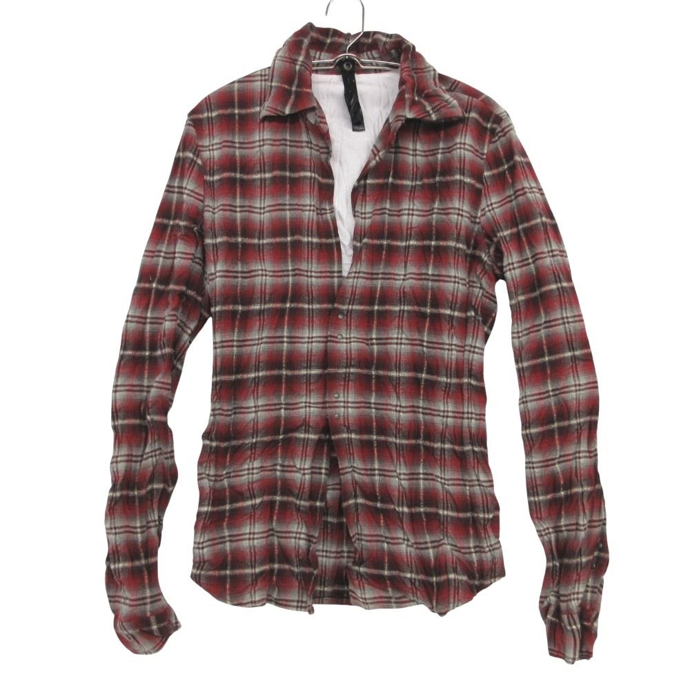 wjk ダブルジェイケイ 長袖シャツ チェック フック ネルシャツ シワ加工 カットソー トップス レッド S メンズ 【中古】