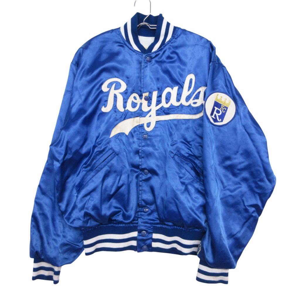 USA製 スタジャン ナイロン ブルゾン ジャケット スタジアムジャンパー Felco社 MLB カンザスシティ ロイヤルズ ブルー M メンズ 【中古】
