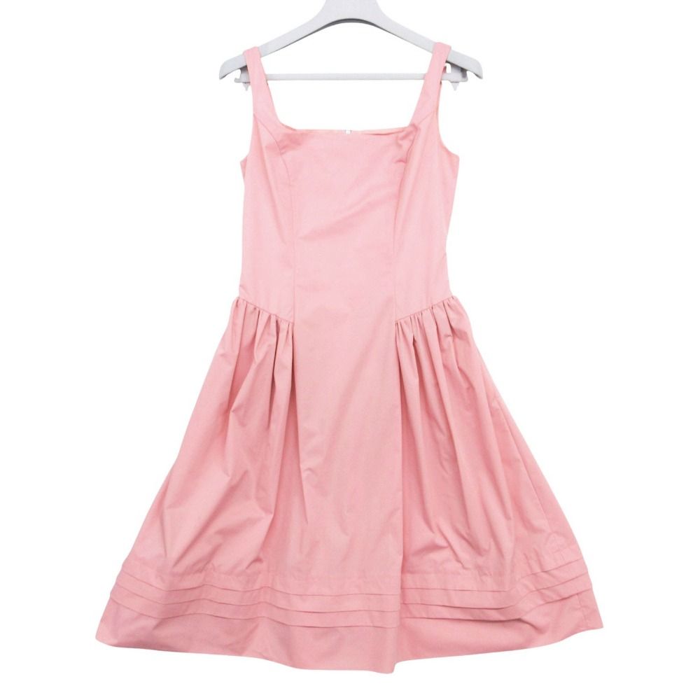FOXEY NEW YORK フォクシー ニューヨーク ワンピース ドレス ノースリーブ ティアード フレア ストレッチグログラン生地 ピンク 38【S】 レディース 【中古】