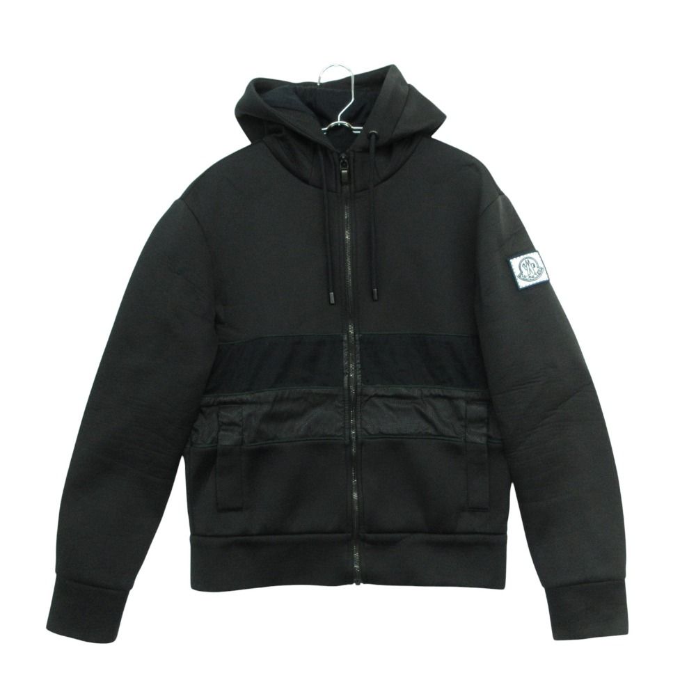 MONCLER モンクレール ガム ブルー GAMME BLEU by THOM BROWNE パーカー フーディ ジップアップ ジャケット ロゴワッペン ブルゾン ジャージ 上着 ブラック S メンズ 【中古】