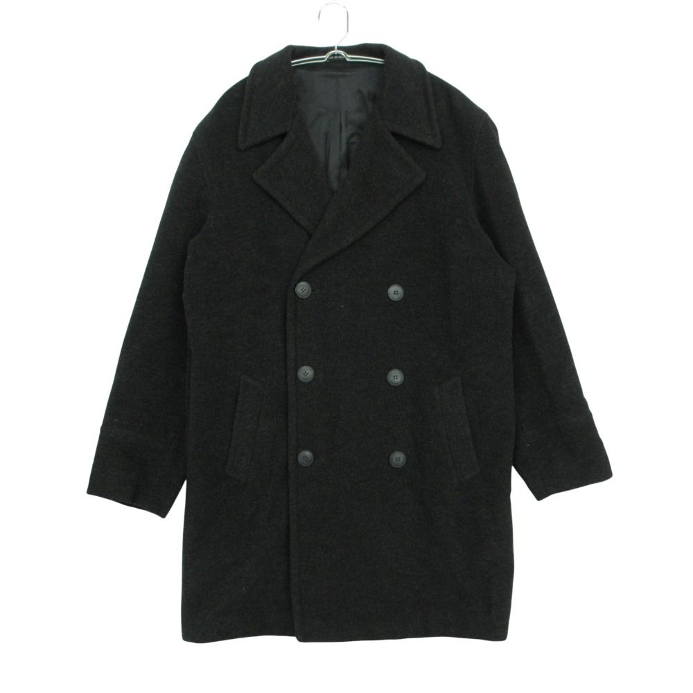 美品 agnes b. アニエスベー オム HOMME フランス製 ピーコート Pコート ダブルブレスト ジャケット ロング丈 ウール OLD オールド アウター ダークグレー 1 メンズ 【中古】