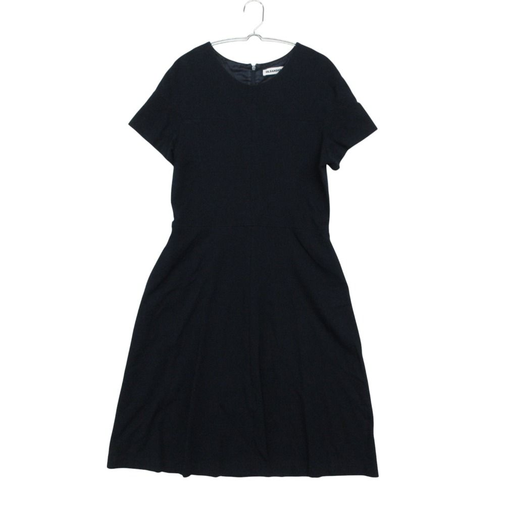JIL SANDER ジルサンダー ワンピース ロング丈 半袖 ニット ストレッチ Aライン 2014年製 ネイビー 38【M】 レディース 【中古】