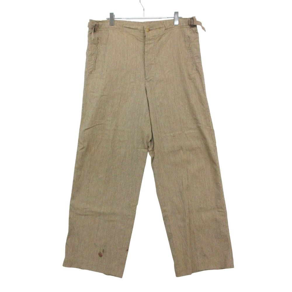 ISSEY MIYAKE MEN イッセイミヤケ メン パンツ スラックス リネン コットン サイドアジャスター ボタンダウン トラウザーズ 1999ss OLD ベージュ M メンズ 【中古】