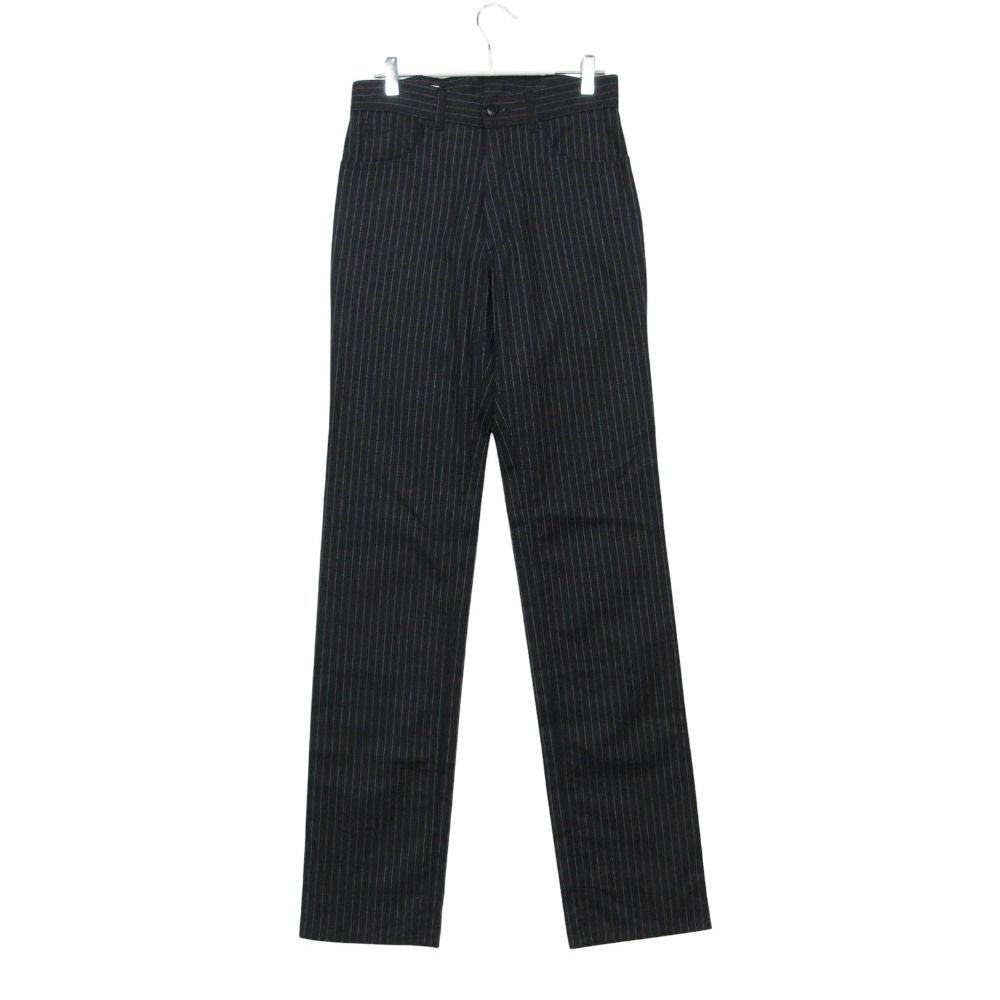 美品 agnes b. アニエスベー オム HOMME フランス製 パンツ スラックス ロング フルレングス トラウザーズ ストライプ柄 オールド OLD ボトムス ブラック 36【S】 メンズ 【中古】