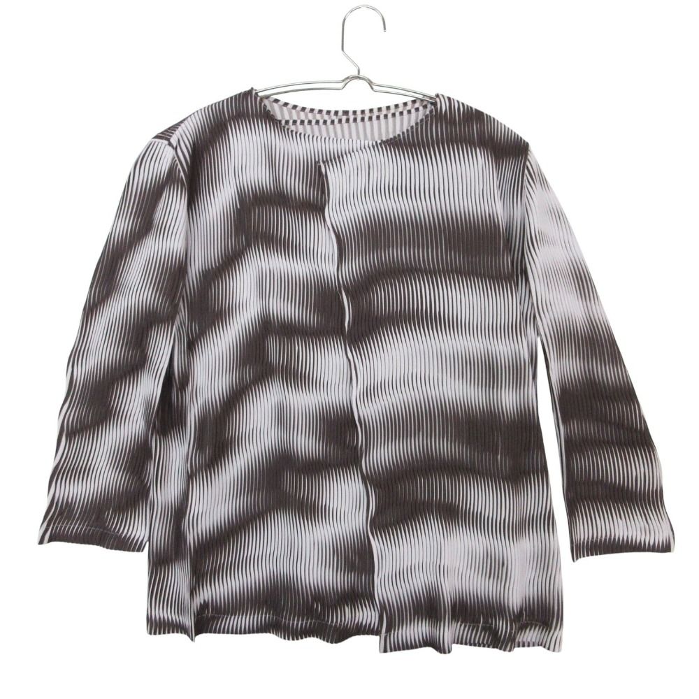 美品 ISSEY MIYAKE イッセイミヤケ アンサンブル カーディガン ジャケット 羽織り ノースリーブ カットソー タンクトップ IM51FO614 パープル 2【M】 レディース 【中古】