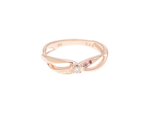 JEWELRY ジュエリー ジュエリー K10PG/イロイシ/D0.05ct/約2.0g/約10号【205】 貴金属･宝石 リング・指輪 K10ピンクゴールド K10PG/ダイヤモンド 10号 ピンクゴールド レディース【中古】