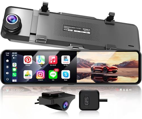 JADO ドライブレコーダー ミラー型 CarPlayとAndroidAuto【最新 拡大ズーム機能 EU新基準統一法案の高耐久 TypeC】人气で強くお勧め デジタルカメラ 前後カメラ ドラレコ GPS WDR HDR 超鮮明夜間暗視 バッ 98d55e7d