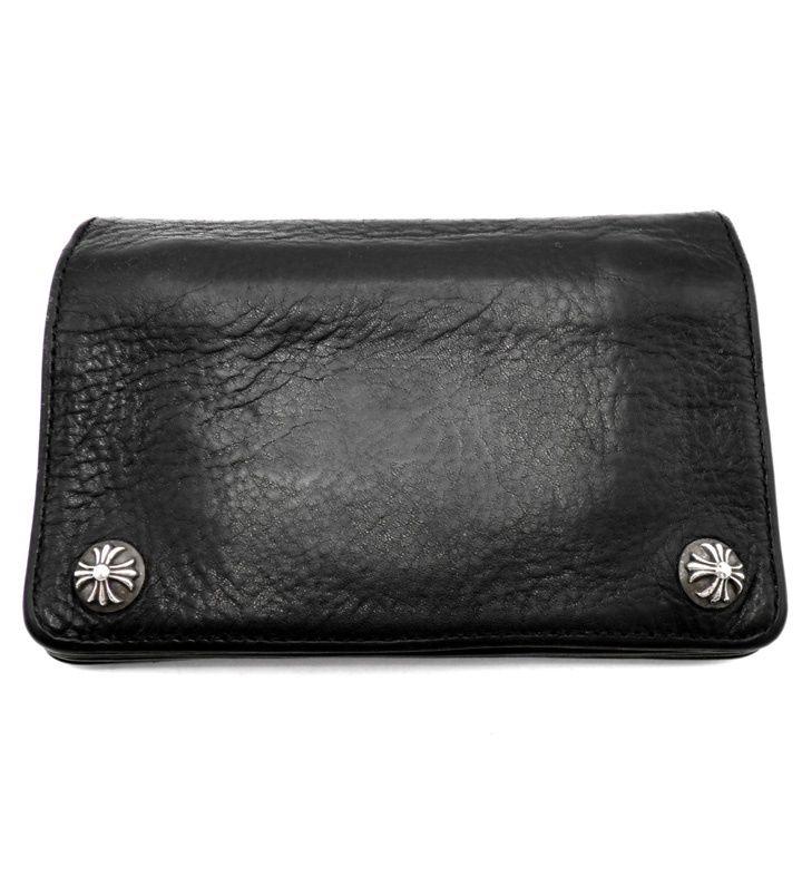 クロムハーツ2ジップハートボタンウォレット ショッパー付き 使用感あり クロムハーツ CHROME HEARTS 【 2ZIP 】 2ジップ クロス ボタン レザー