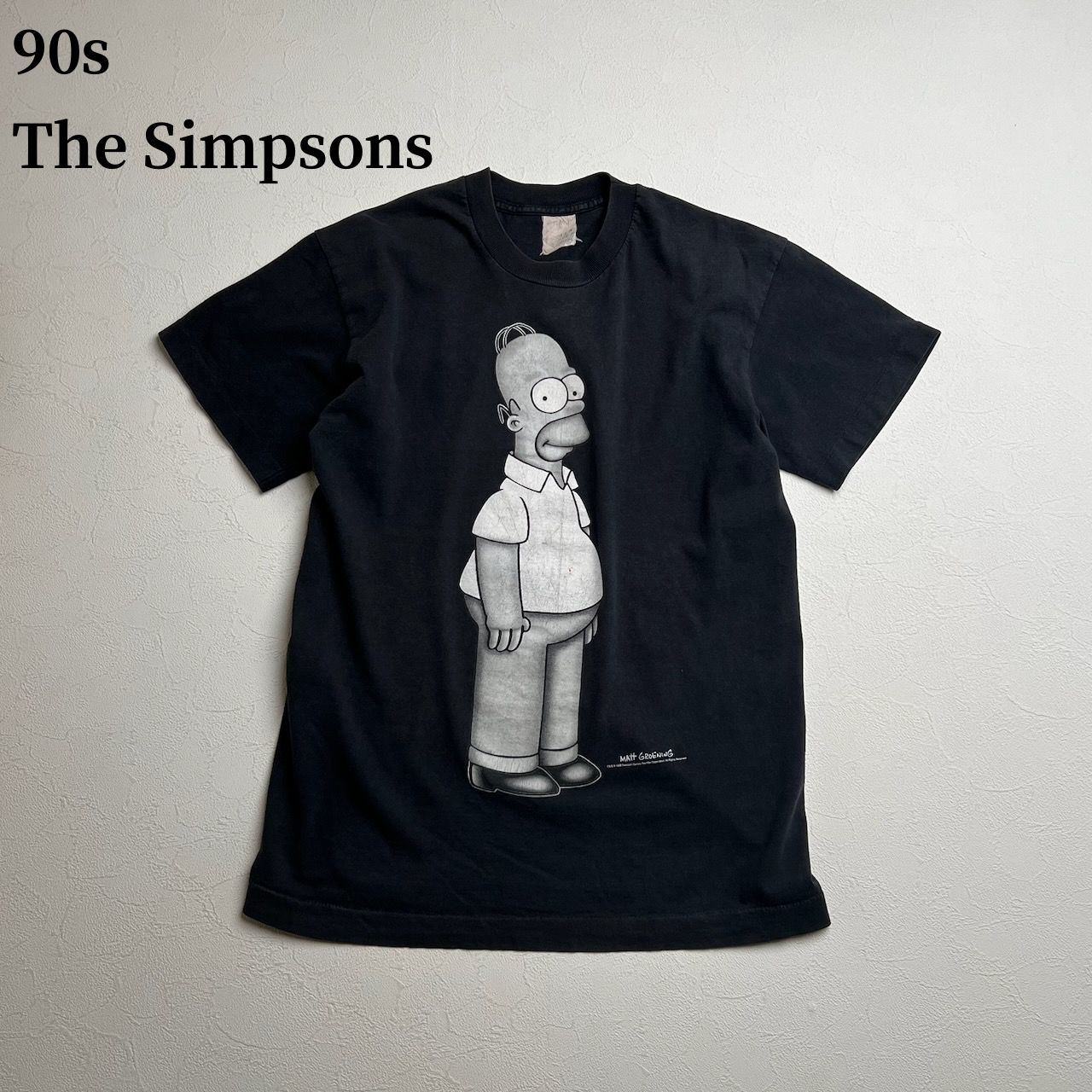 90s The Simpsons　アニメ　フェード　シングルステッチ　ザ・シンプソンズ　Tシャツ　ブラック　 古着