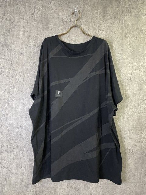 【中古】B Yohji Yamamoto ﾋﾞｰ ﾖｳｼﾞﾔﾏﾓﾄ B/DIAGONAL BIG S/S 天竺ｼﾘｺﾝ仕上斜線PT B/BIG半袖 ﾌﾞﾗｯｸ 2 33970794