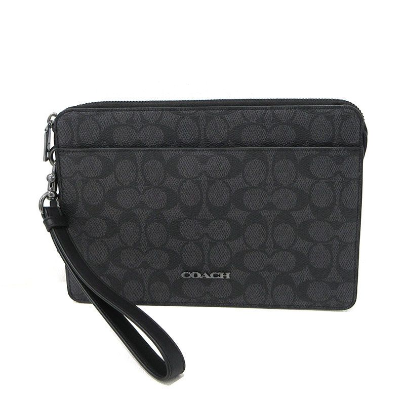 【三重本店】 中古 COACH | コーチ セカンドバッグ ジップ ポーチ CW168 シグネチャー ブラック 【122】