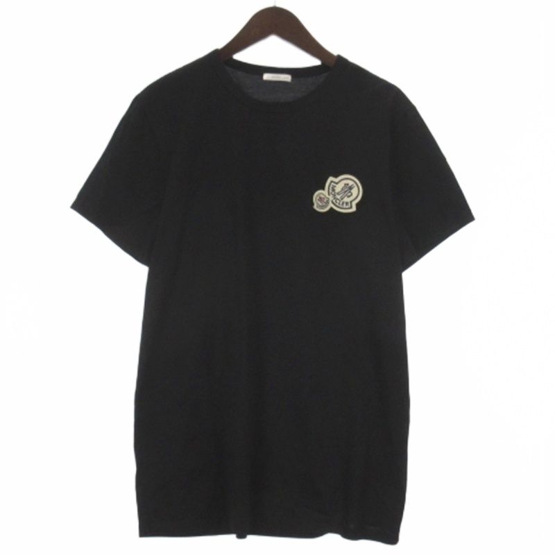 モンクレール MONCLER ダブルワッペン Tシャツ カットソー 半袖 ブラック XL
