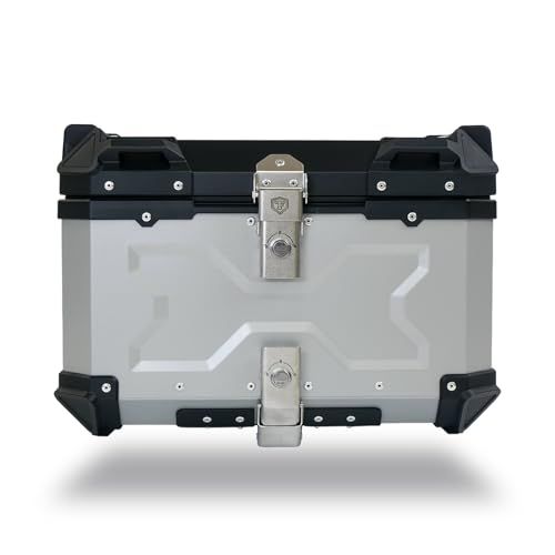 R◆【選ばれる、理由がある。安心の日本企業。】【 55L 】 ONE STEP リアボックス トップケース パニアケース 大容量 アルミ製 取付ベース付属 フルフェイス対応 バイクボックス (SILVER 55L) 413d8e2f