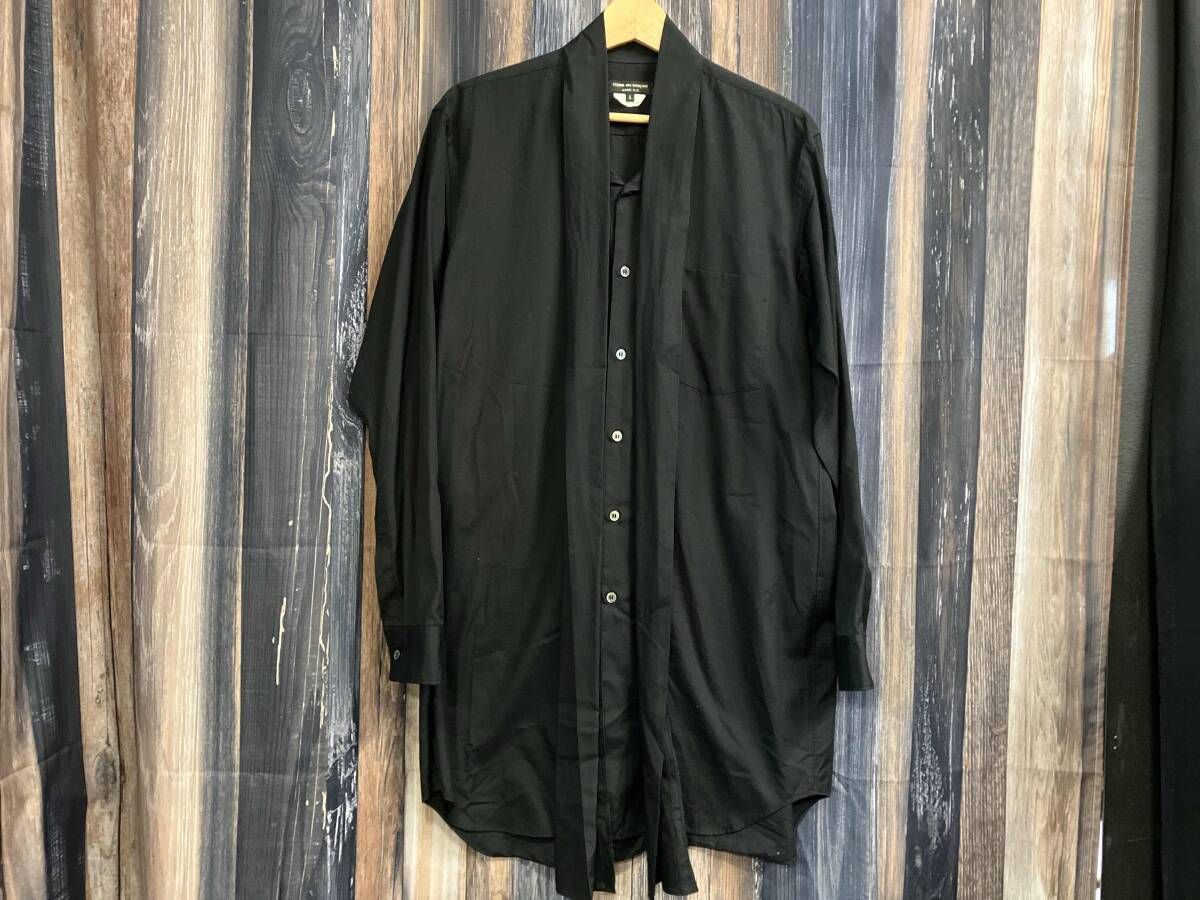 COMME des GARÇONS HOMME PLUS コム デ ギャルソン・オム プリュス 21AW コットンブロードボウタイストールシャツ サイズS カラー黒