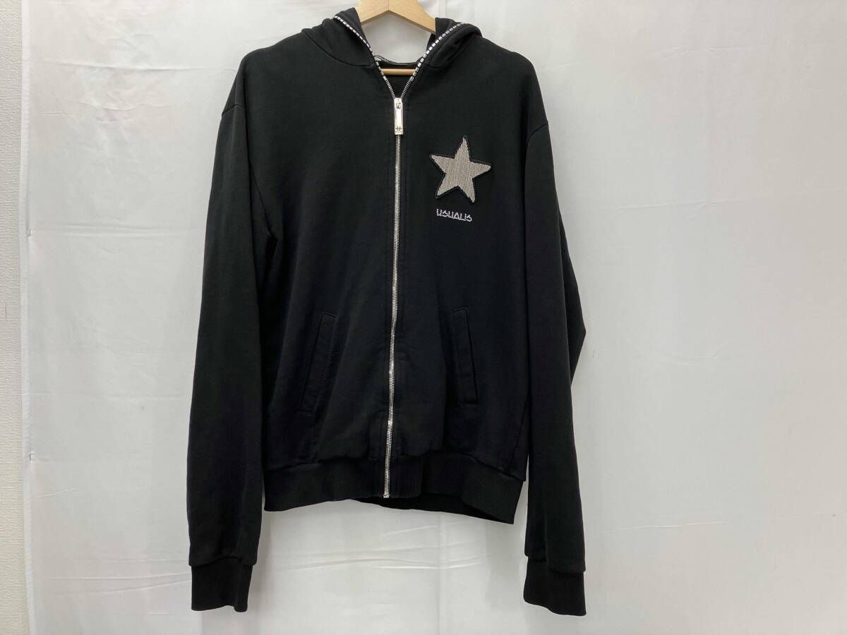 USUALISウザリス ジップアップパーカー 長袖パーカー パーカ サイズXXL メンズ ブラック系 黒系 スターロゴ 05310460001