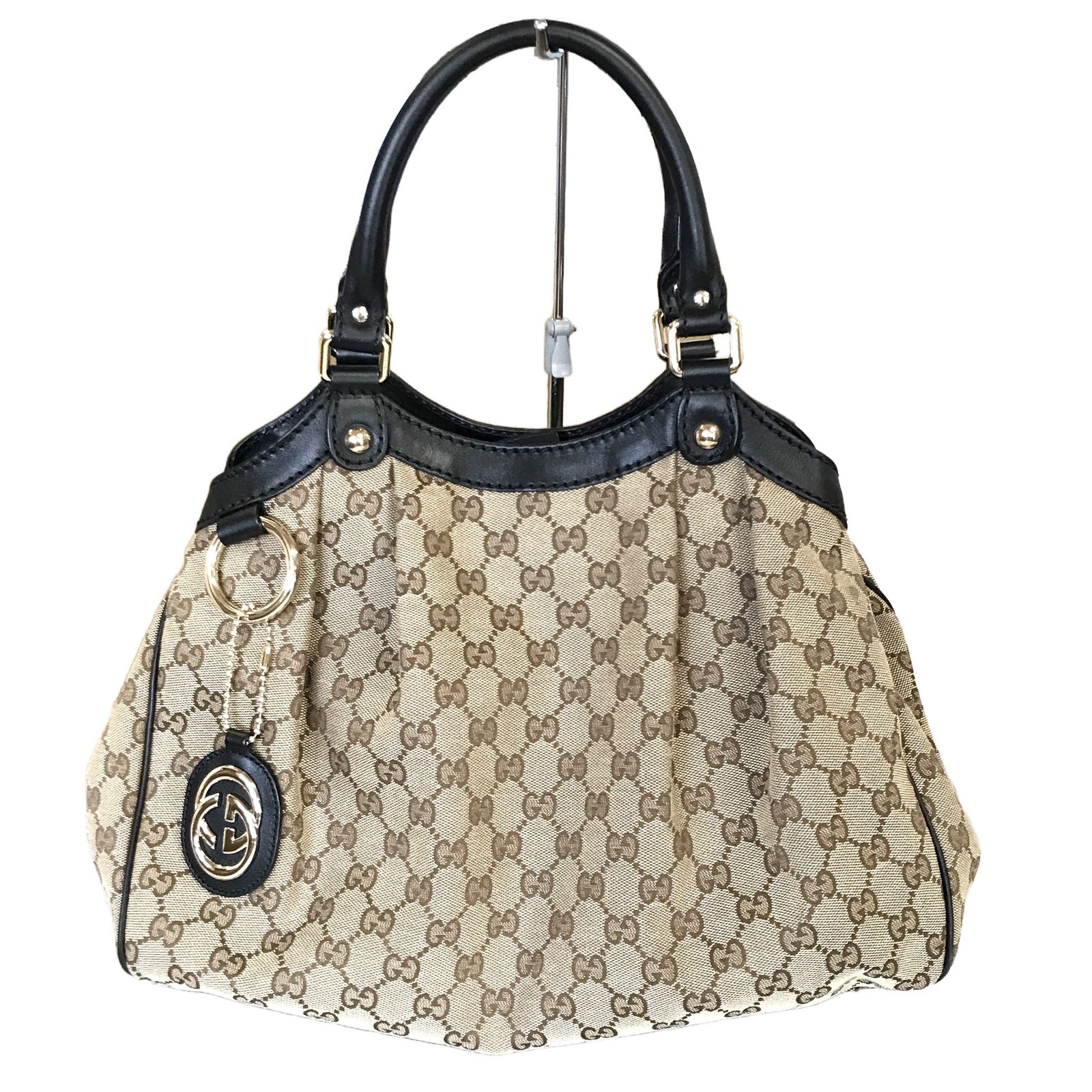 グッチ GUCCI スーキー ハンドバッグ 211944 GG レザー チャーム レディース ブラウン 中古 良好 T11315160