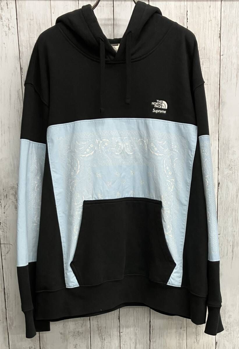 Supreme× THE NORTH FACE Bandana Hooded Sweatshirt シュプリーム ノースフェイス バンダナプリントパーカー ブラック size XL