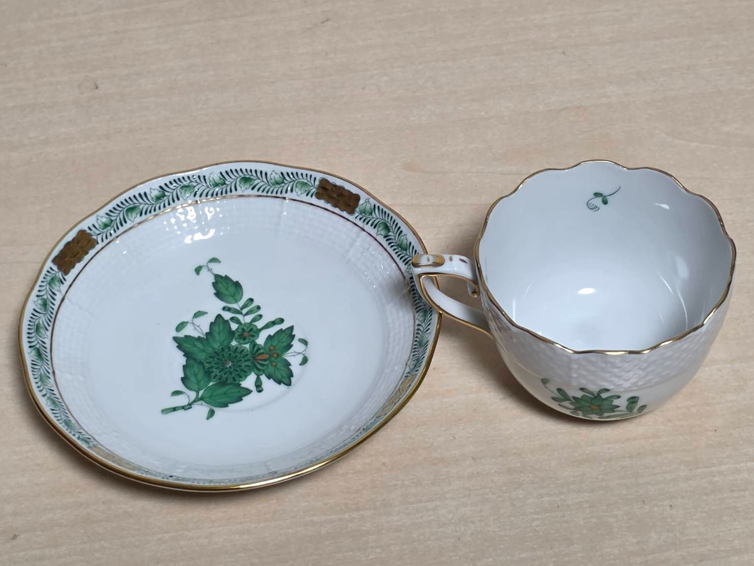 R80611 美品 HEREND ヘレンド アポニーグリーン デミタス カップ