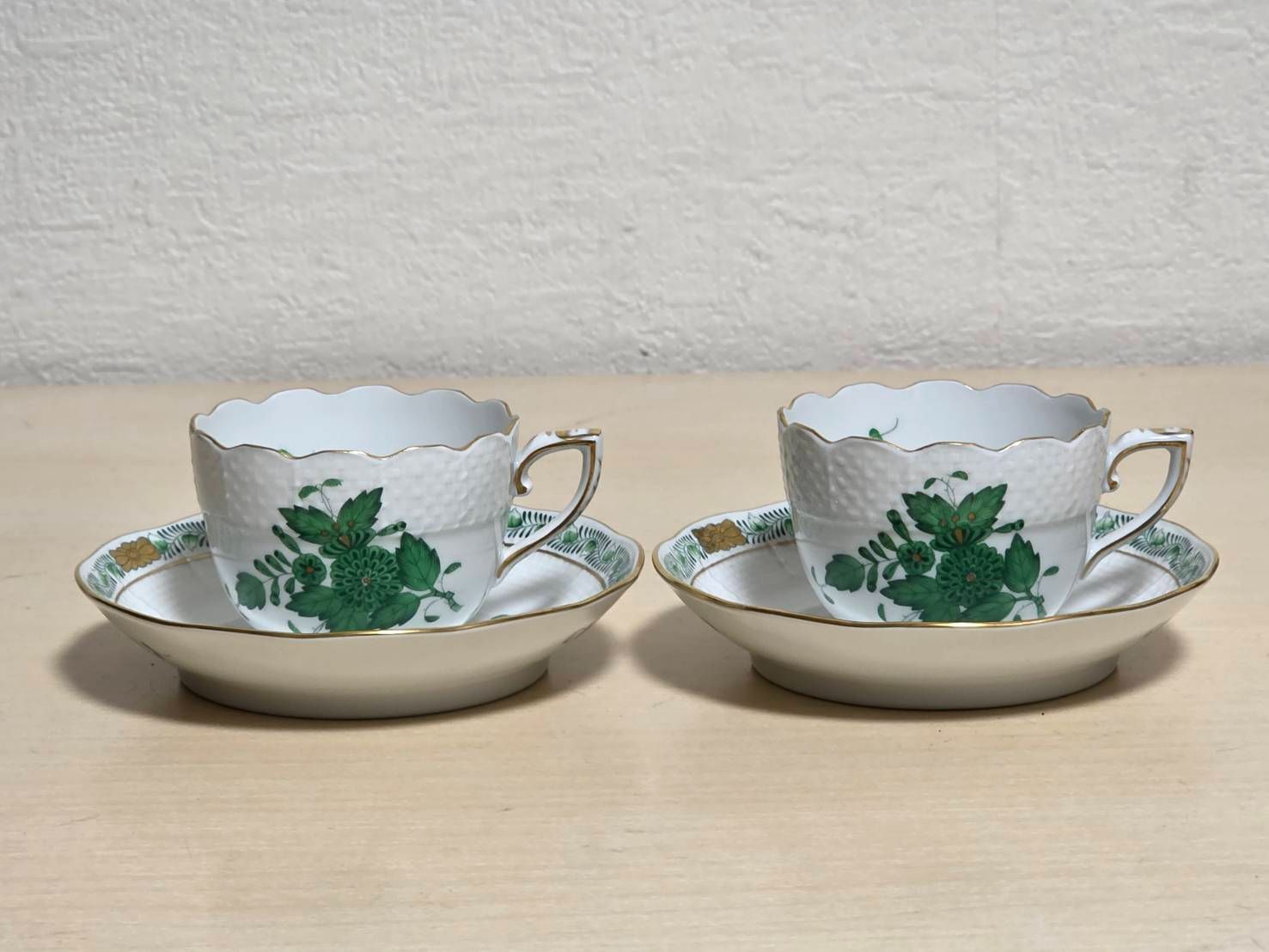 R80611 美品 HEREND ヘレンド アポニーグリーン デミタス カップ