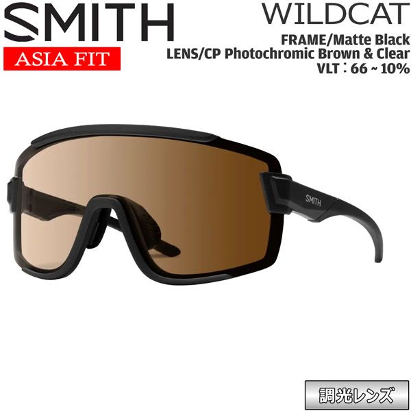 SMITH スミス WILDCAT ASIA FIT ワイルドキャット MATTE BLACK CP-PHOTOCHROMIC BROWN & CLEAR クロマポップ調光レンズ サングラス 釣り 登山 ゴルフ 自転車 ラン ドライブ ウインタースポーツ