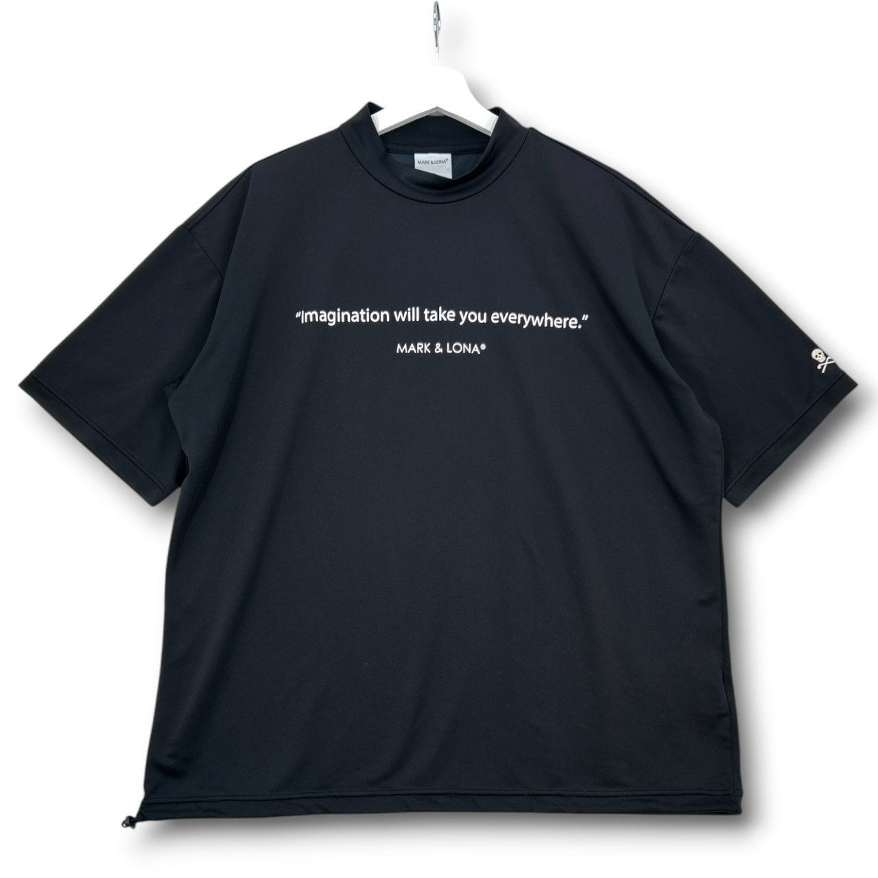 新品タグ付 マークアンドロナ モックネック半袖Tシャツ ゴルフウェア 50 黒 MARK & LONA マークアンドロナ モックネックT 半袖 Tシャツ モック