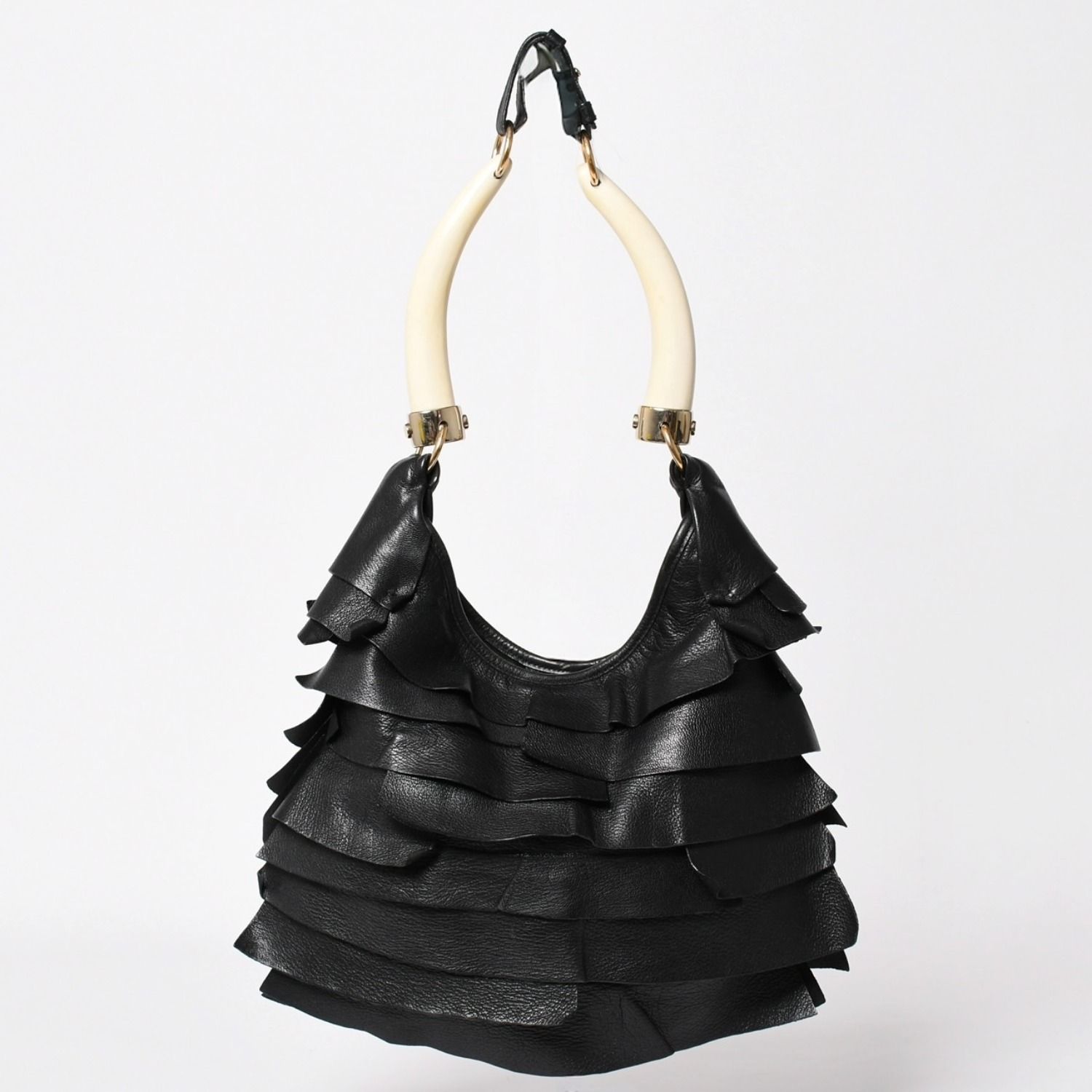 YVES SAINT LAURENT イヴサンローラン モンバサ ショルダーバッグ ハンドバッグ サントロペ 黒 ブラック 129133 美品 中古 4a002513
