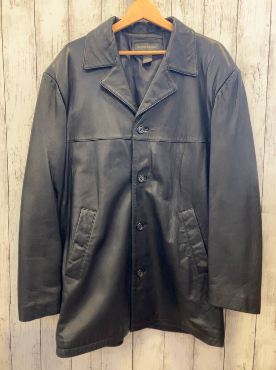BANANA REPUBLIC banana republic バナナリパブリック レザー カーコート 本革 リアルレザー 90s～00s ブラック