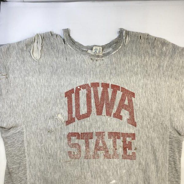 80s リバースウィーブ　Iowa State University 中古】Champion 80s IOWA STATE リバースウィーブ グレー サイズL