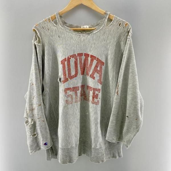 80s リバースウィーブ　Iowa State University 中古】Champion 80s IOWA STATE リバースウィーブ グレー サイズL