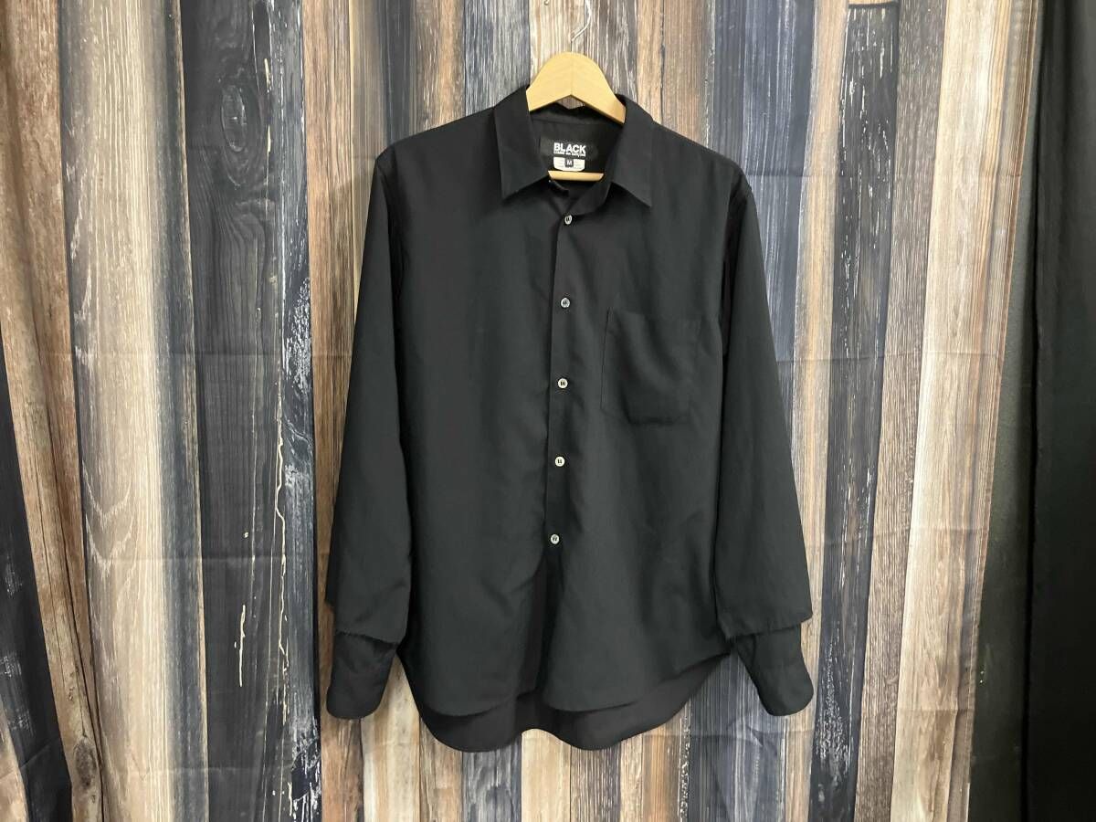 BLACK COMME des GARCONS 1O-B016 長袖シャツ ポリエステルポケットシャツ Mサイズ