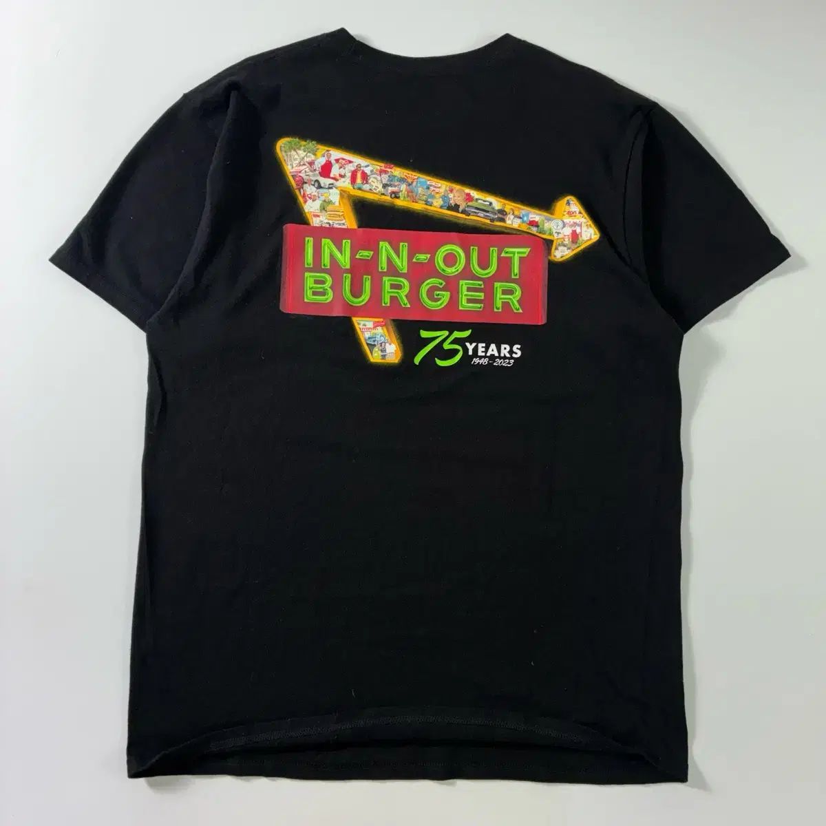 In n out burger インアンドアウトバーガー 75th ブラック 半袖 Tシャツ