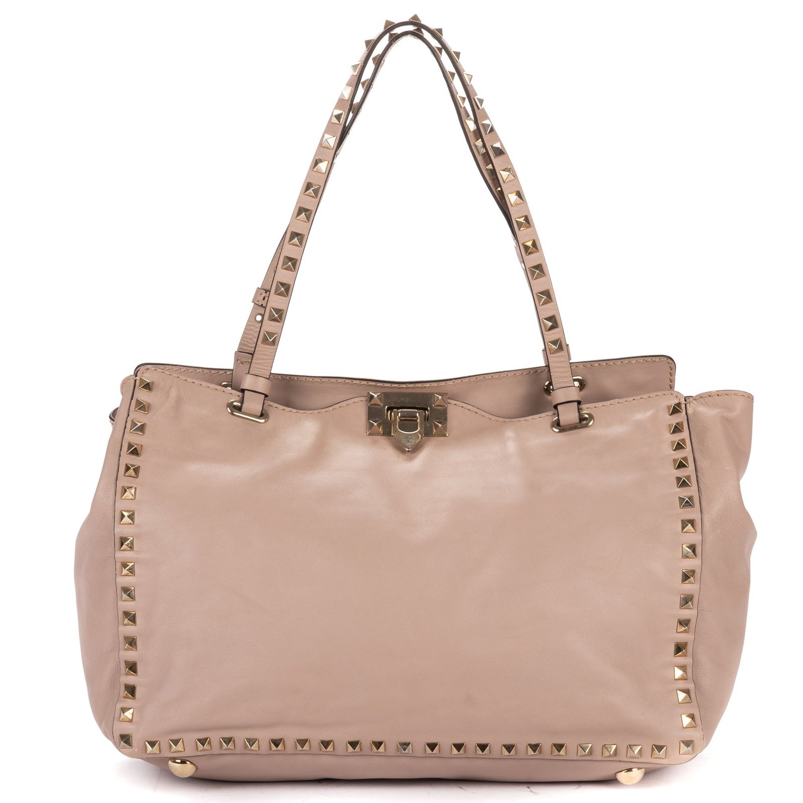 [中古] ValentinoRockstud Toteライトピンクスタッズ付きカーフスキンA