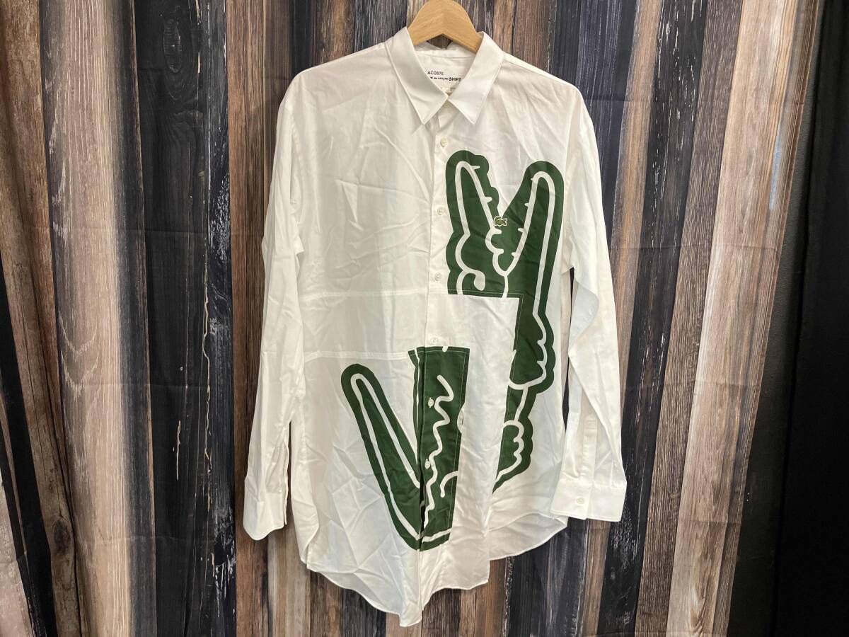 COMME des GARCONS×LACOSTE長袖プリントシャツ23AW FL-B011 再構築シャツ Lサイズ