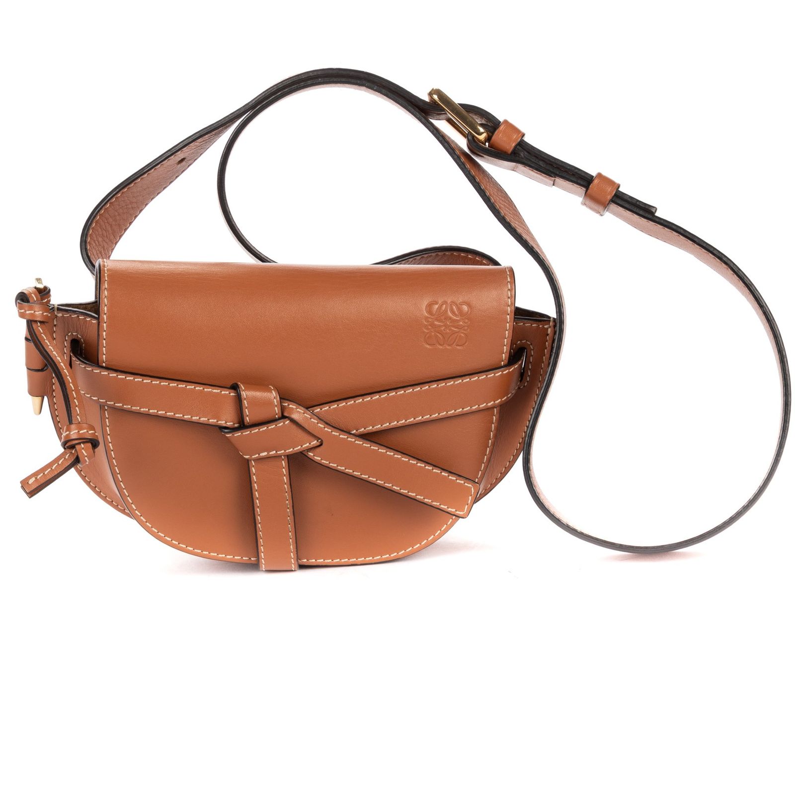 [中古] LOEWE ロエベMini Gate Waist Bag茶色スムースカーフスキンレザーA
