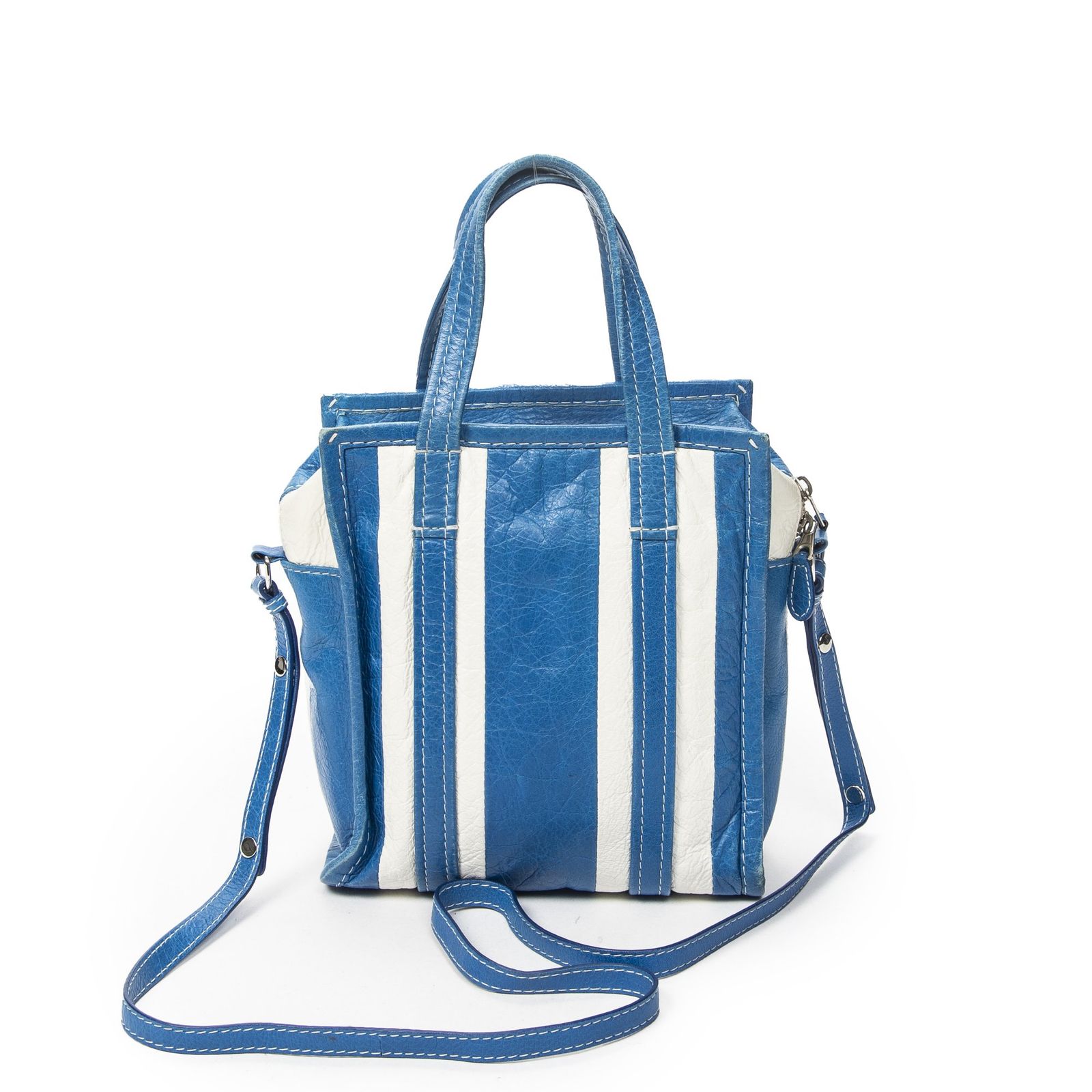 中古] BALENCIAGA バレンシアガXS Bazar Shopper青、白デイストレス 