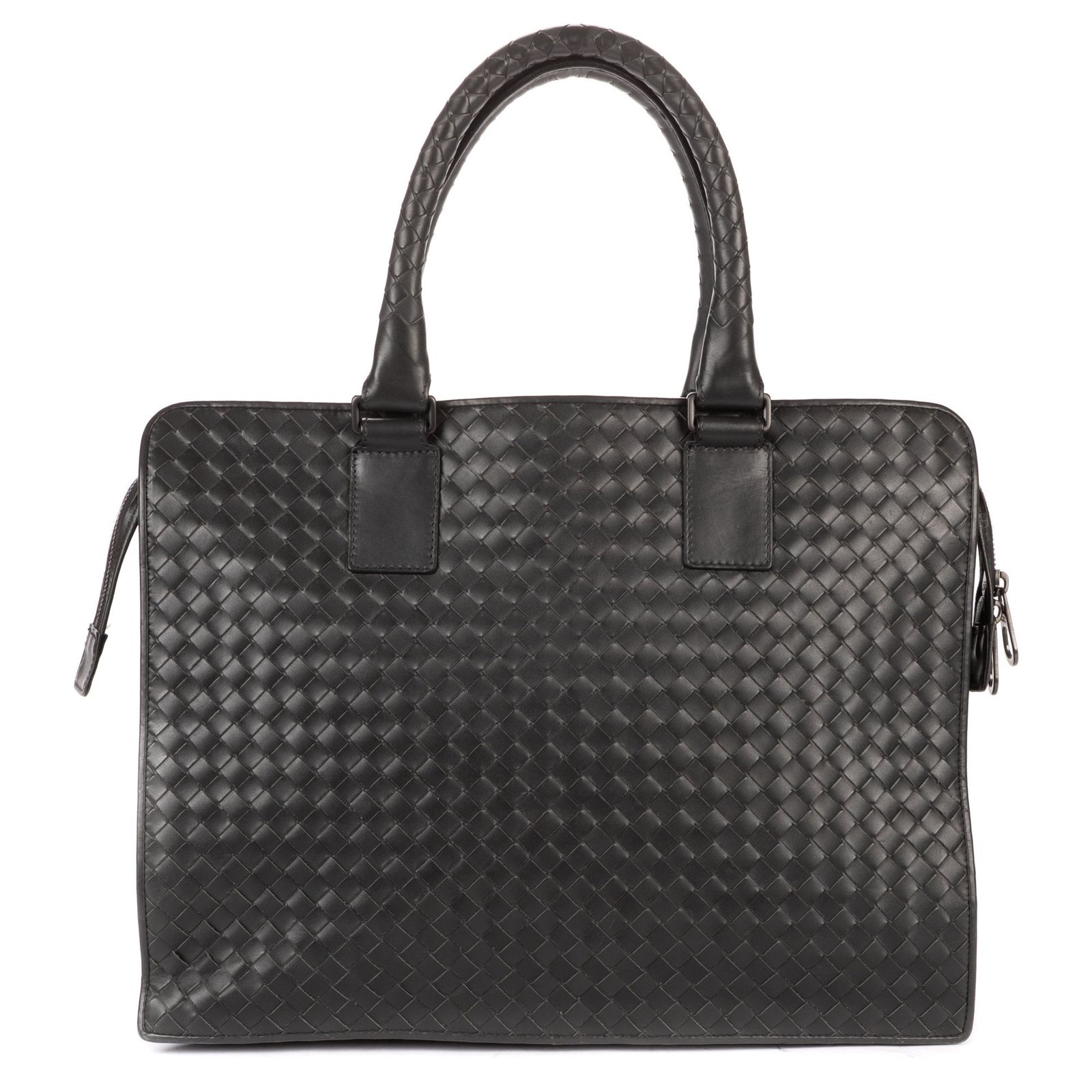 [中古] BOTTEGA VENETA ボッテガヴェネタメッセンジャーダークグレーイントレチャートレザーA