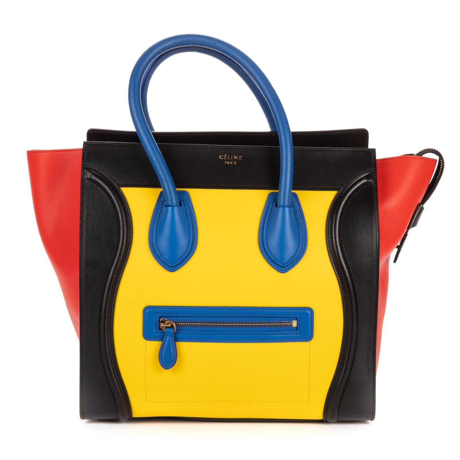 [中古] CELINE セリーヌMulticolor Luggage赤、黄色、黒、青スムースカーフスキンレザーA