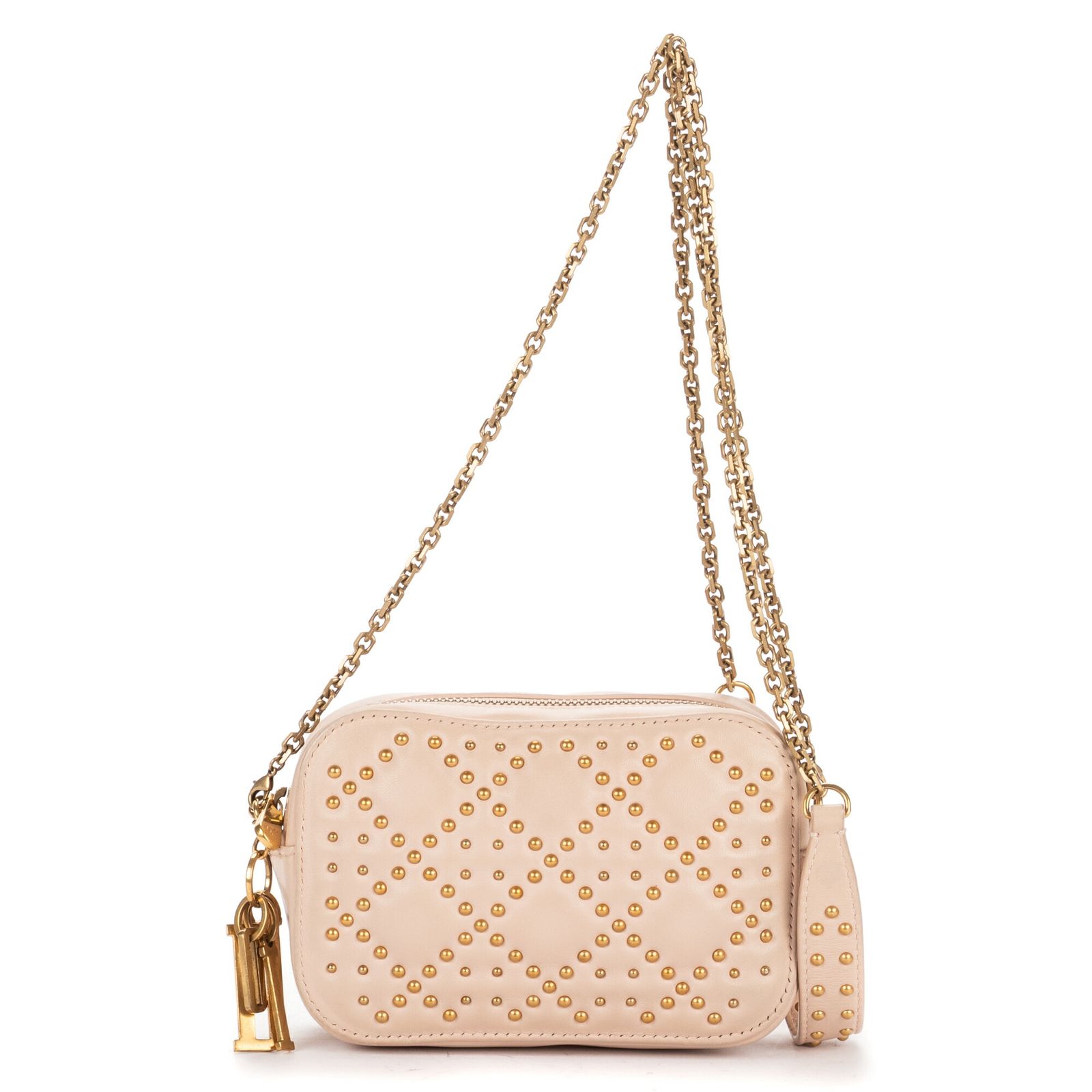 [中古] DIOR ディオールMini Studded Lady DiorピンクカナージュスタッズレザーA