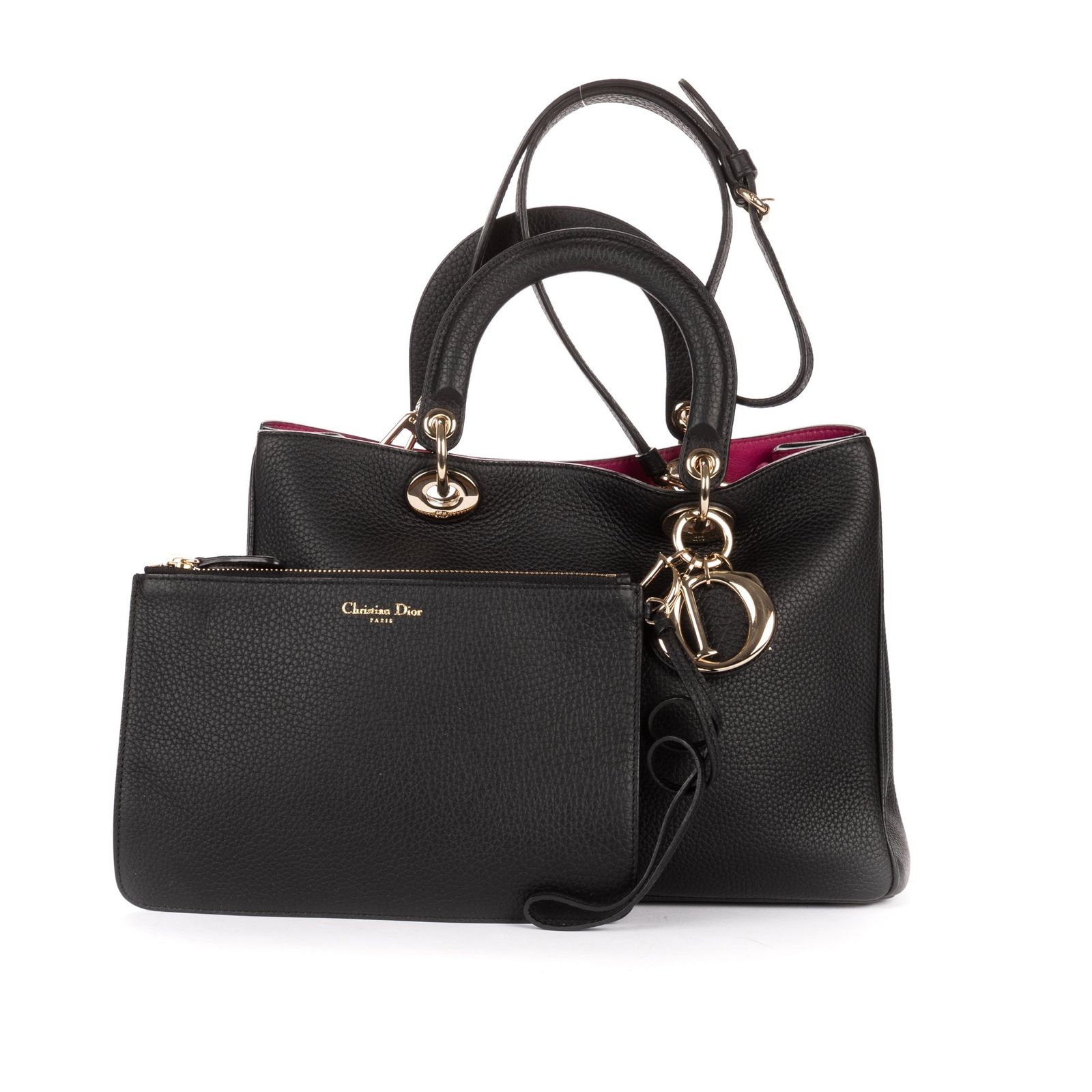 中古] DIOR ディオールラージ ディオリッシモ トートバッグ黒、紫 