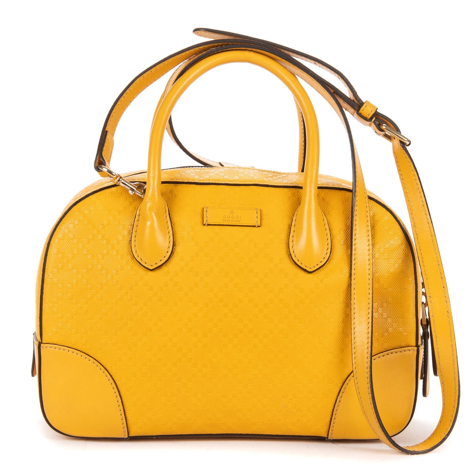 [中古] GUCCI グッチバンブートップハンドル黄色ディアマンテキャンバスA