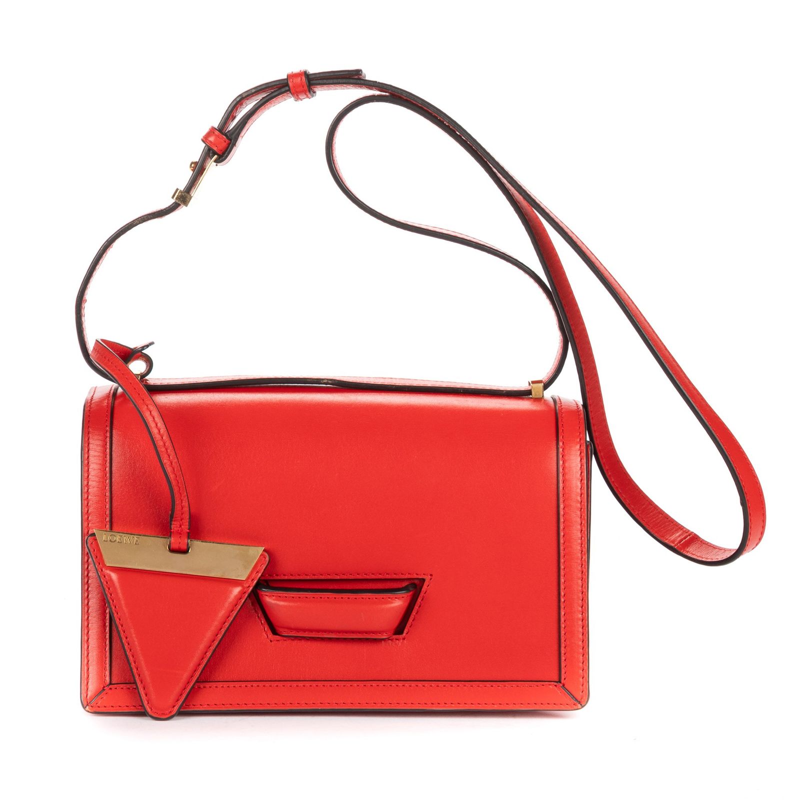 [中古] LOEWE ロエベMedium Barcelona赤スムースカーフスキンレザーA