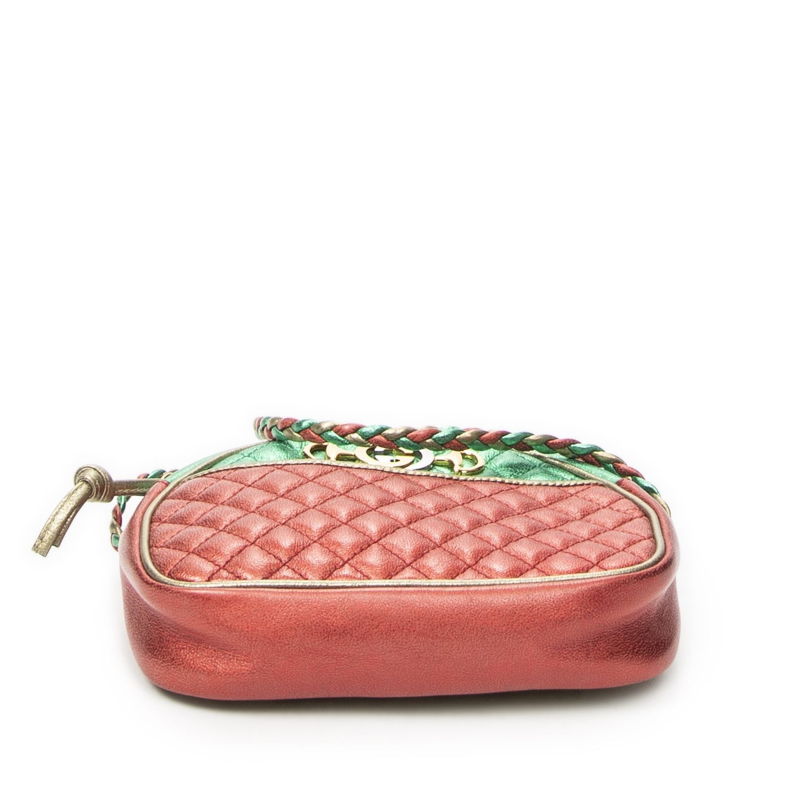 中古] GUCCI グッチTrapuntata Mini Camera Crossbody赤、緑マトラッセ 
