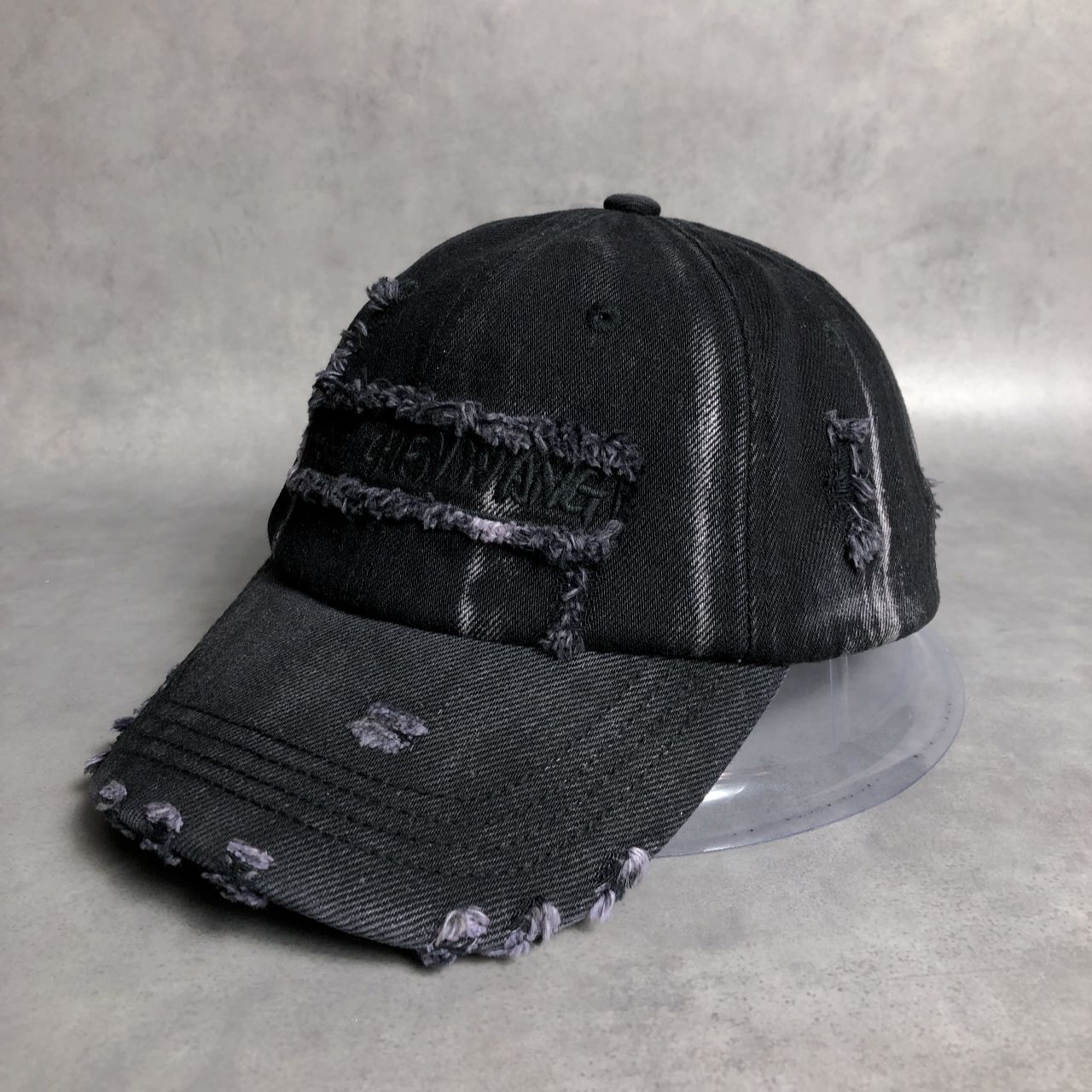 PQ437◇FenG CHen WANG : 25aw Gradient Tie Dye Denim Cap◇黒系 フェンチェンワン タイダイ ブラックデニムキャップ