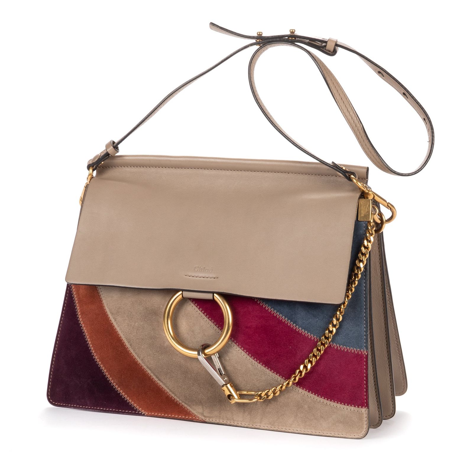 中古] CHLOE クロエMedium Faye Bagグレー、マルチカラーPatchwork 