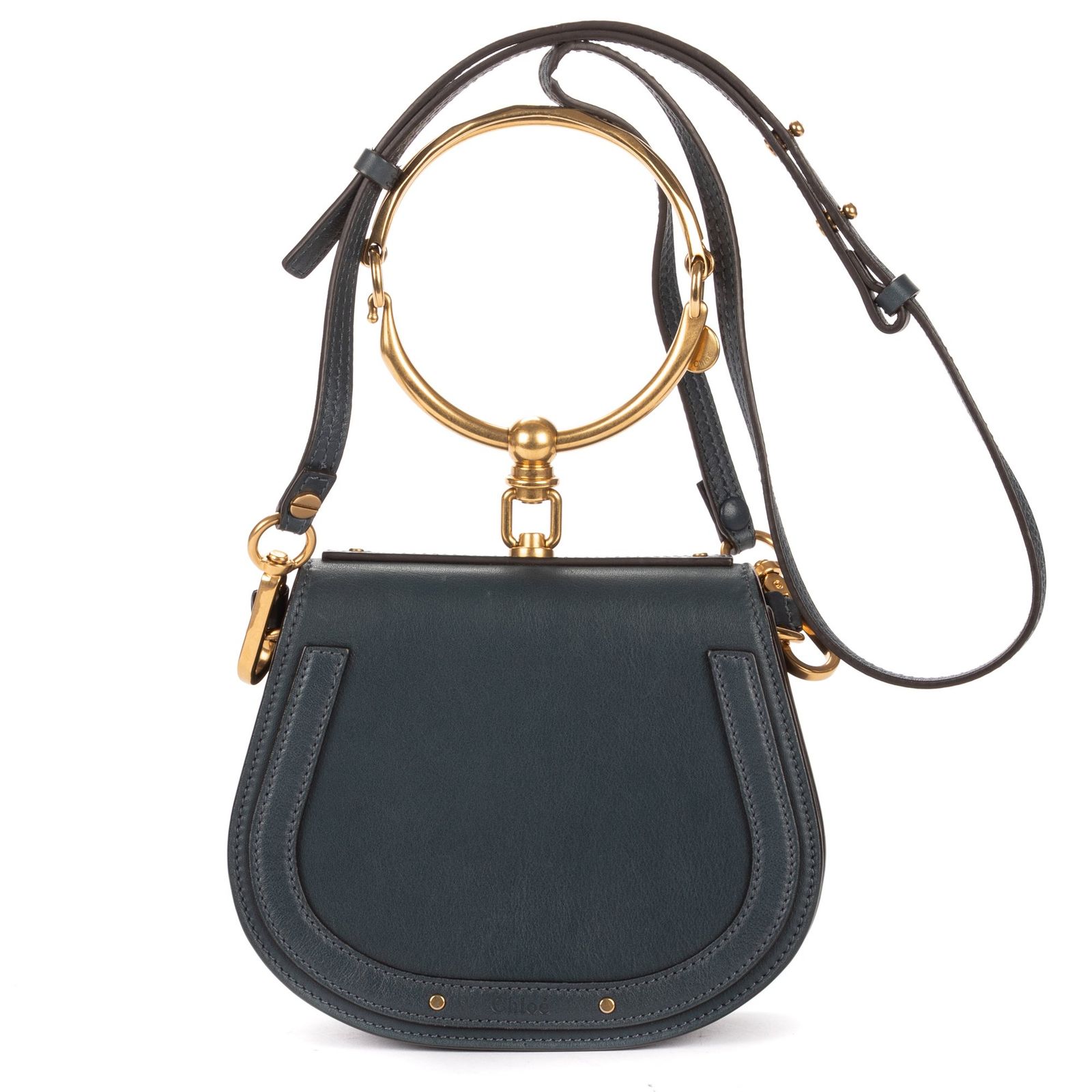 [中古] CHLOE クロエスモール ナイル ブレスレット バッグネイビーカーフスキンレザーA