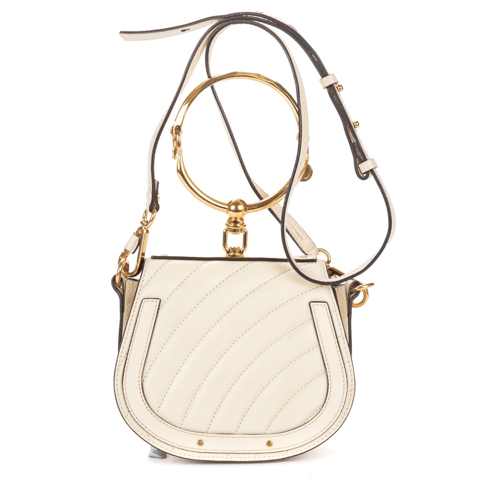 [中古] CHLOE クロエスモール ナイル ブレスレット バッグアイボリーマトラッセシェブロンレザーA